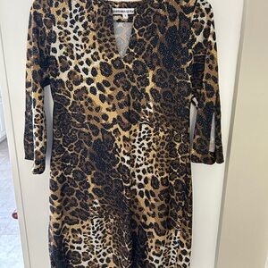 American Age Animal Print Long Sleeve Dress
